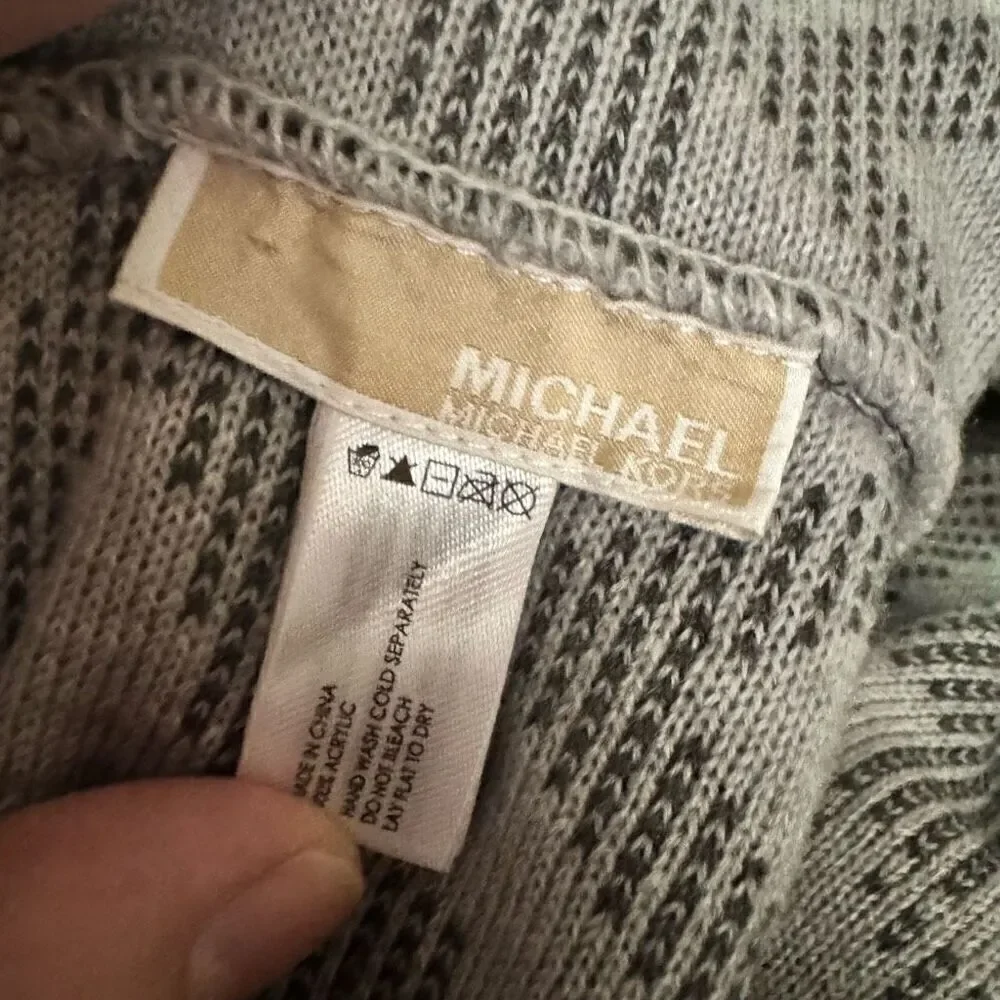 Michael Kors Charcoal Gray & White MK Logo Pin Dot Infinity Scarf